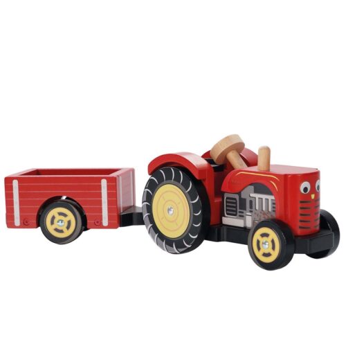 6 Red Wooden Tractor